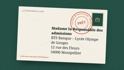 Lettre de motivation BTS Banque