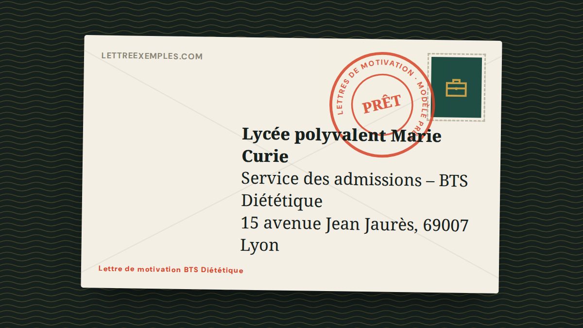 Lettre de motivation BTS Diététique