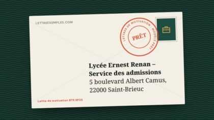 Lettre de motivation BTS SP3S