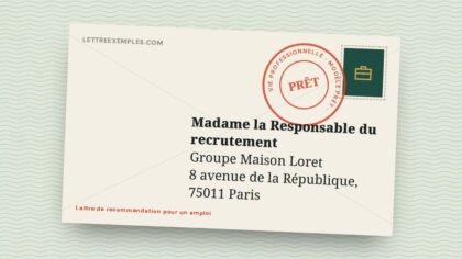 Lettre de recommandation pour un emploi