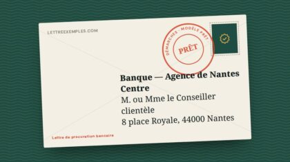 Lettre de procuration bancaire