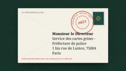 Lettre de procuration pour une carte grise ou un véhicule